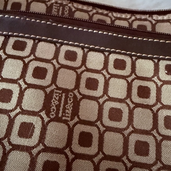 Liz & Co by Liz Claiborne Small Brown & Tan Clutch Handbag Square Within Square - Picture 5 of 7